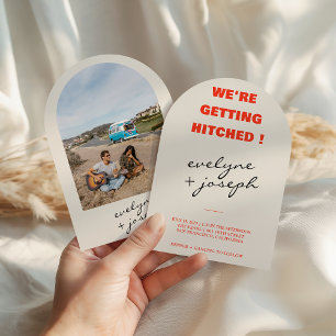 Modern Colorful Retro Fun Funky Arched Wedding Invitation