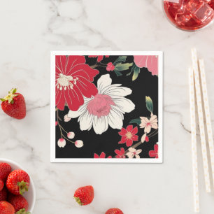 Modern Colorful Sakura Flower Japan Birthday party Napkin