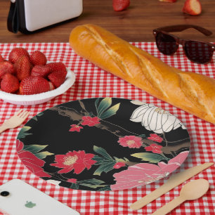 Modern Colorful Sakura Flower Japan Birthday party Paper Plate