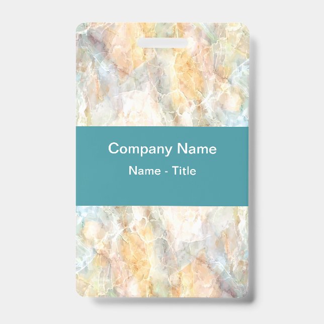Modern Colorful Stone Marble Look ID Badge (Front)