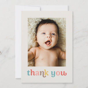Modern Colorful Trendy Custom photos Baby Shower Thank You Card