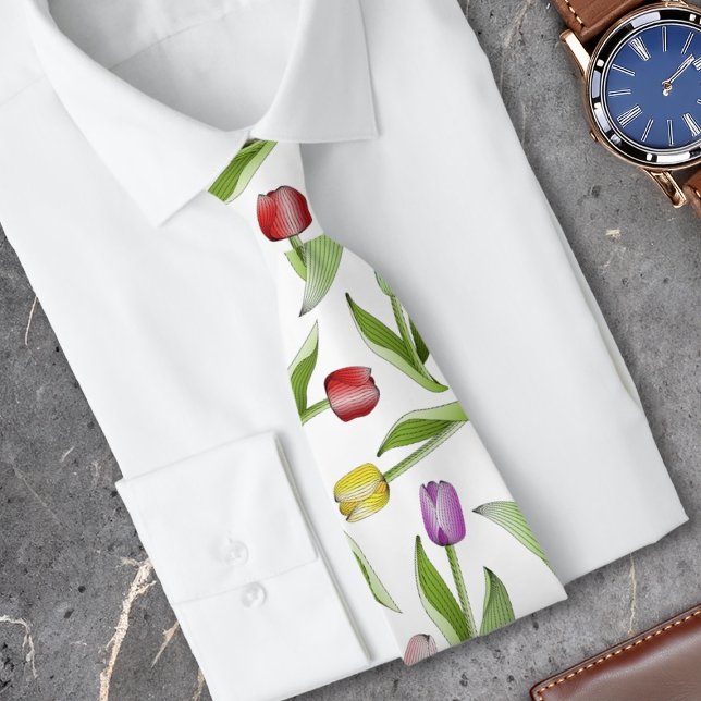 Modern Colorful Tulip Flower Tie (Creator Uploaded)