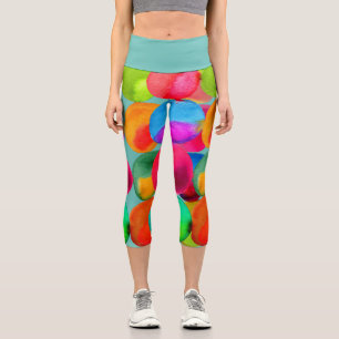 Modern colorful watercolor arty colorful funky art capri leggings