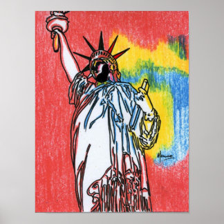Modern colorful watercolor Statue of liberty Poster