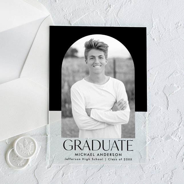 Modern Colour Block Acrylic Graduation Announcemen Acrylic Invitations (Creator Uploaded)