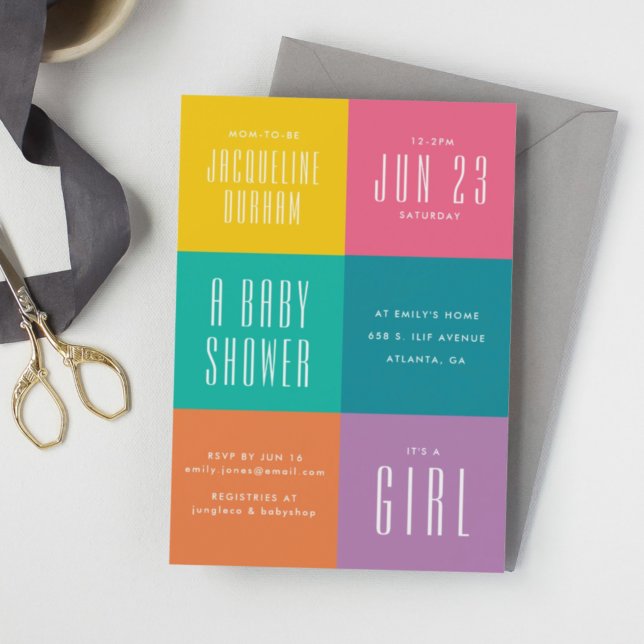 Modern Colour Block Baby Shower Invitation (Creator Uploaded)