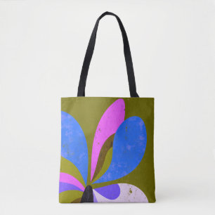 Modern Colour Block Botanical Tote Bag