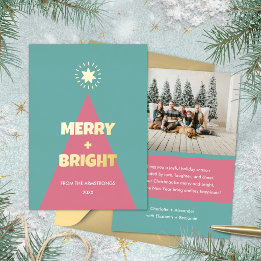 Modern Colour Block Christmas Tree Teal Coral