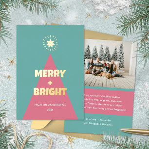 Modern Colour Block Christmas Tree Teal Coral
