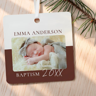 Modern Colour Block Custom Baby Baptism Photo Metal Tree Decoration