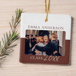 Modern Colour Block Custom Graduate Year Photo Ceramic Ornament