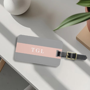 Modern Colour Block Custom Monogram Luggage Tag