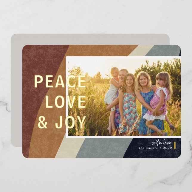 Modern Colour Block Earthy Photo Horizontal Gold (Front/Back)