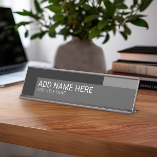 Modern Colour Block Executive Border Name Title Desk Name Plate