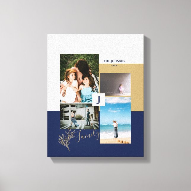 Modern Colour block Family Photo Collage Canvas Pr (Front)