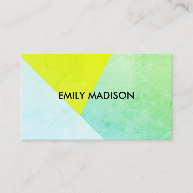 Modern / Colour Block / Greens Business Card (Front)