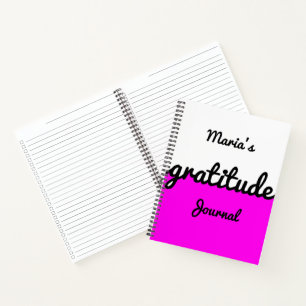 Modern Colour Block Hot Pink Black White Gratitude Notebook