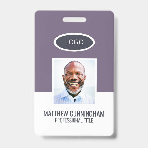 Modern Colour Block Logo Employee Name Barcode ID Badge