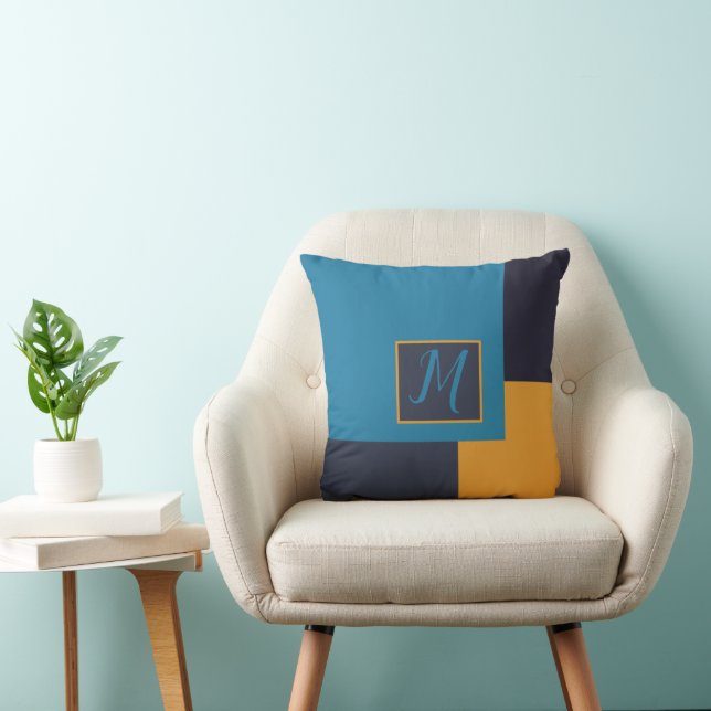 Modern Colour Block Monogrammed Cushion (Chair)