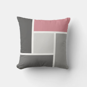 Modern Colour Block Mosaic Dusty pink Grey White Cushion