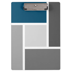 Modern Colour Block Mosaic Ocean Blue Grey White Clipboard