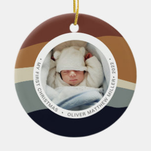 Modern Colour Block My First Christmas Earthy Colo Ceramic Tree Decoration