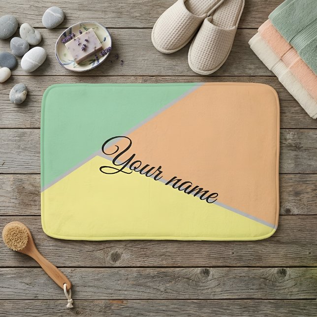 Modern Colour Block Pastel Mint & Peach Custom Nam Bath Mat (Creator Uploaded)