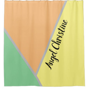 Modern Colour Block Pastel Mint & Peach Custom Nam Shower Curtain
