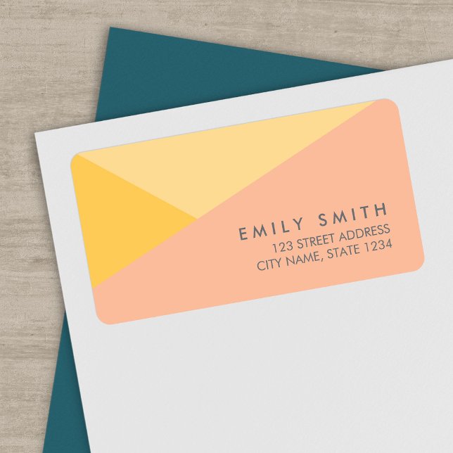 Modern Colour Block Pastel Orange and Peach Addres Label (Creator Uploaded)