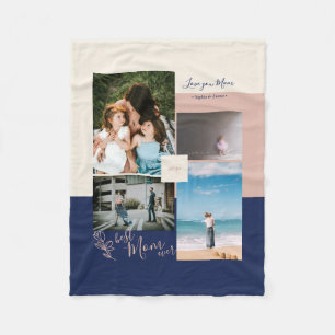 Modern Colour block Photo Collage for Mum Fleece Blanket