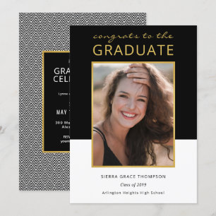 Modern Colour Block Photo Graduation Celebration Invitation