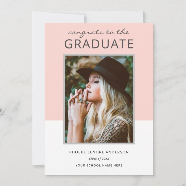 Modern Colour Block Photo Graduation Celebration Invitation (Front)