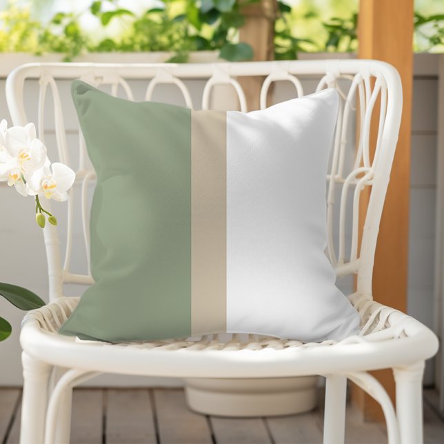 Modern Colour Block Sage Green Beige White Cushion (Creator Uploaded)