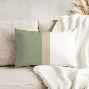 Modern Colour Block Sage Green Beige White Decorative Cushion