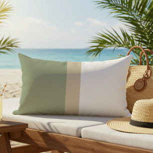 Modern Colour Block Sage Green Beige White Lumbar Cushion