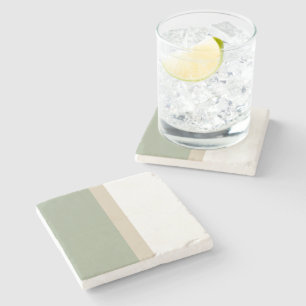 Modern Colour Block Sage Green Beige White Stone Coaster