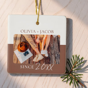 Modern Colour Block "Since" Year Couple Keepsake Ceramic Ornament