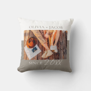 Modern Colour Block "Since" Year Couple Keepsake Cushion