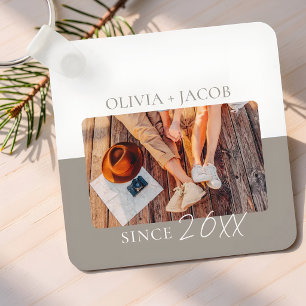 Modern Colour Block "Since" Year Couple Keepsake Key Ring