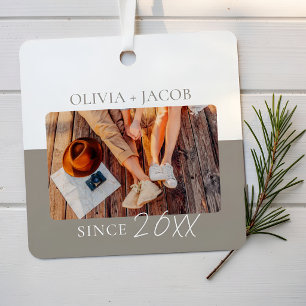 Modern Colour Block "Since" Year Couple Keepsake Metal Tree Decoration