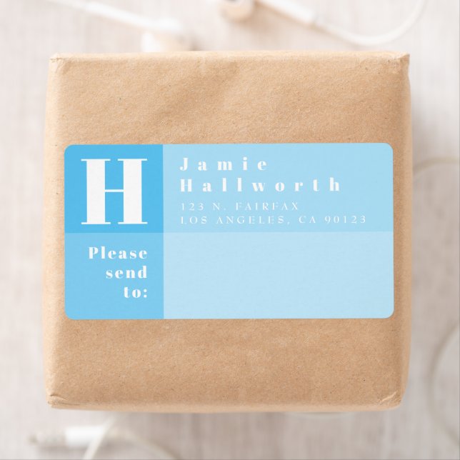 Modern Colour Block Sky Blue Return Address & Send (Insitu)
