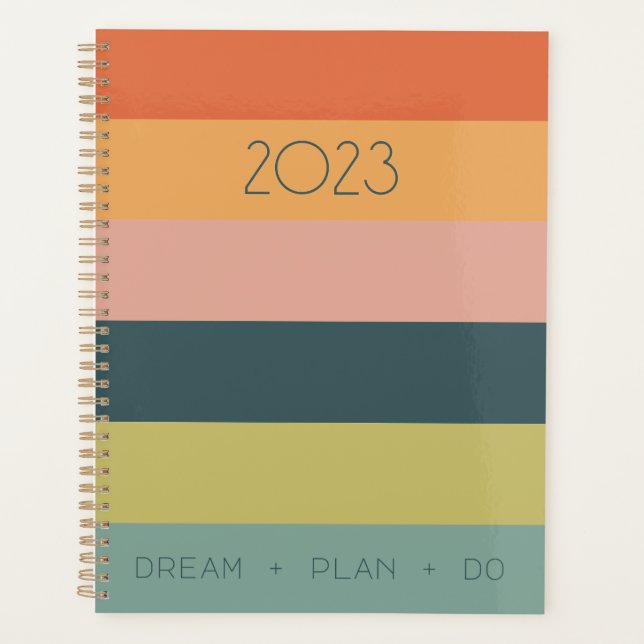 Modern Colour Block Striped Spiral Planner (Front)