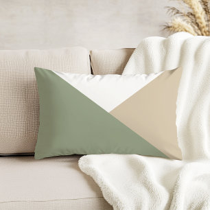Modern Colour Block Triangles Sage Green Beige Decorative Cushion