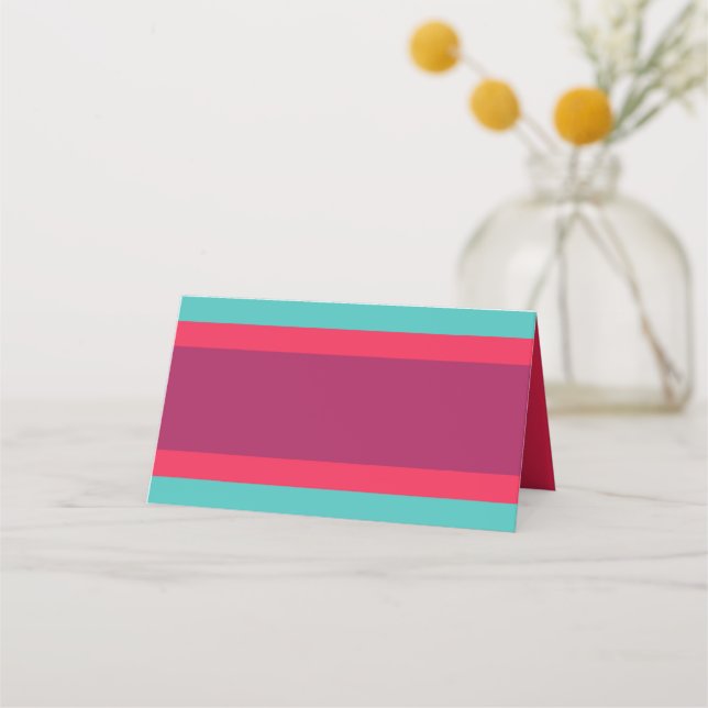 Modern Colour Block Turquoise Pink Purple Place Card (Front)