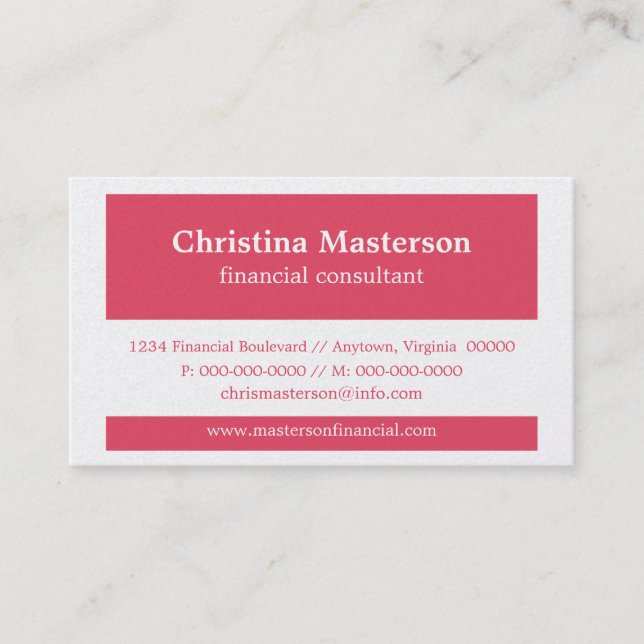Modern Colour Blocks Business Card, Pink Card (Front)