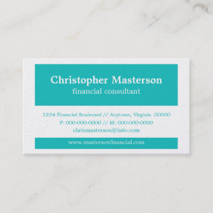 Modern Colour Blocks Business Card, Turquoise Card