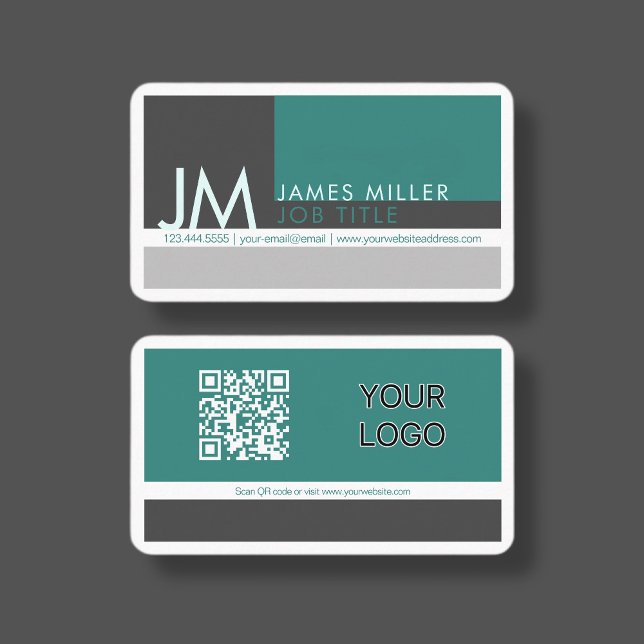 Modern Colour Blocks  | Green Grey White Business Card (Creator Uploaded)