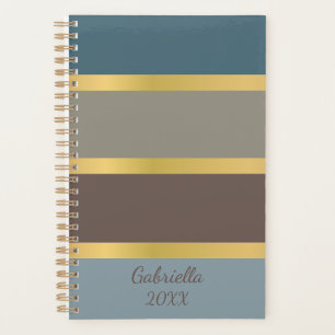 Modern Colour Blocks in Blue and Brown with Name Planner