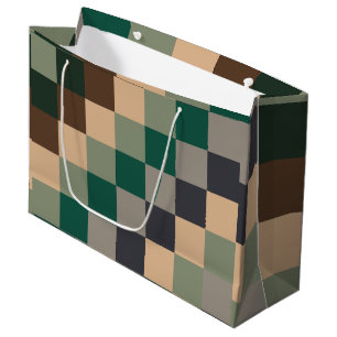 Modern Colour Checks Chequerboard Large Gift Bag