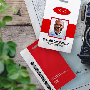 Modern Colour Custom Logo Employee Name Barcode ID Badge